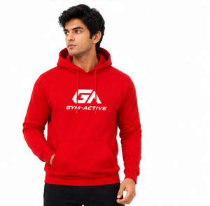 Sudadera con Capucha Roja Unisex, Logotipo Personalizado, Ropa Deportiva, Informal, para Gimnasio, Fitness, con Bolsillo Canguro, Impermeable, para Invierno - Product Image 5
