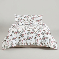 Parure de lit Chirpy Dawn avec 2 taies d'oreiller, drap plat en coton imprimé floral moderne 150 TC
