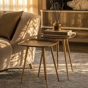 Juego de Mesas de Centro Modernas de Mediados de Siglo con Superficie de Madera para Sala de Estar, Actualización Instantánea - Product Image 3