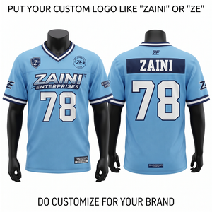 Maillot de football en maille polyester premium 150 GSM bleu ciel et blanc, logo d'équipe personnalisé par sublimation, coupe athlétique respirante - Product Image 1