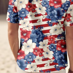 Chemises hawaïennes décontractées pour hommes, à manches courtes, imprimées de motifs floraux tropicaux, style Aloha, pour les vacances, sur mesure OEM/ODM - Product Image 3