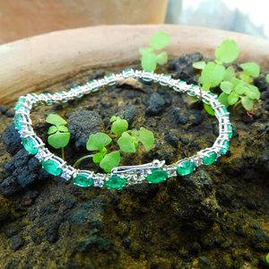 จี้รูปไข่มรกตธรรมชาติแบบคลาสสิกสเตอร์ลิงหรูหราหรูหราหรูหราของขวัญหรูหราสำหรับผู้หญิง - Product Image 1