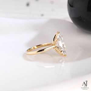 แหวนหมั้นเพชรโมอิสซาไนต์ทรงมาร์คีส์ ชุบทอง 14K เครื่องประดับเจ้าสาวสำหรับผู้หญิง - Product Image 2