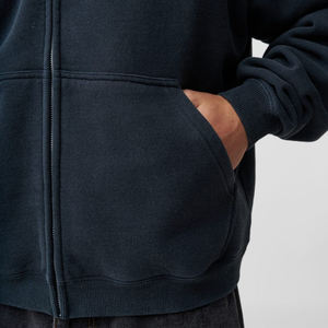Sweat-shirt à capuche zippé pour homme, coupe ample, couleur unie, décontracté, en coton tricoté, pour l'automne - Product Image 2