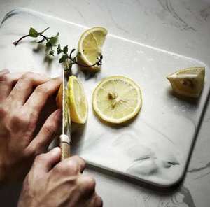 Marble Cutting Board Round Gray White Stone Brass line Design Chopping <b>Blocks</b> Charcuterie Board Kitchen - Product Image 6