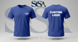 Vêtements de sport DryFit bleus personnalisés pour hommes, t-shirts de gym d'été en tailles 2XL à 6XL, design uni avec motif de roses sur le devant - Product Image 2