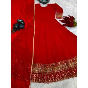 Vestido de Fiesta de Diseño con Corte en A y Dupatta, Bordado y Lentejuelas Hechos a Mano, Talla XL - Product Image 2