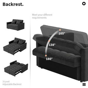 Divano letto matrimoniale in velluto a coste con letto estraibile, 2 morbidi cuscini e tasca laterale portaoggetti - Product Image 5