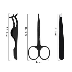 Juego de 3 Piezas para Extensión de Pestañas: Tijeras de Acero Inoxidable Arcoíris, Pinzas y Aplicador de Pestañas Postizas, con Estuche de Cuero PU Negro - Product Image 4