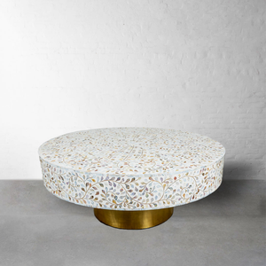 Tables basses modernes minimalistes faites à la main Motifs géométriques en métal, bois, verre, os pour meubles décoratifs pour la maison - Product Image 1