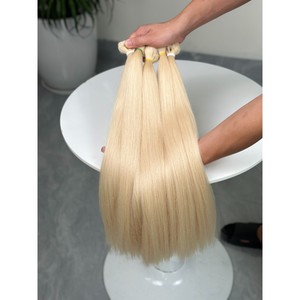 Virgin European Hair Bulk <b>Extensions</b> <b>Blonde</b> Color Single Weft Double Drawn Human Hair Weave - Product Image 3