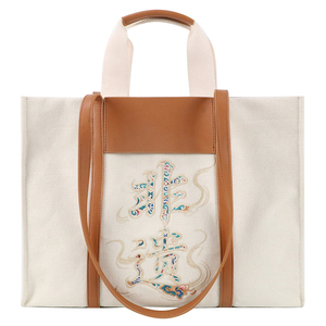 Custom Eco Friendly Canvas Cotton <b>Tote</b> Shopping <b>Bag</b> With PU Leather Strap Design Recyclable And Suitable For Daily Use - Product Image 2
