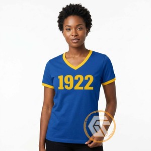 T-shirt personnalisé pour femmes de la sororité Sigma Gamma Rho, jersey polyester/coton, été, écologique, haute qualité, col en V, manches courtes - Product Image 5