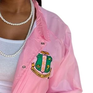 Veste rose pour femme, veste décontractée tendance avec détails brodés, vêtement d'extérieur léger, tenue élégante pour tous les jours - Product Image 6