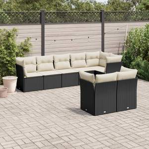Conjunto de Sofás Modulares Grandes de Ratán PE Negro para Jardín, Muebles Modulares Elegantes para Exteriores - Product Image 1