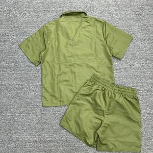 Ensemble deux pièces d'été en tissu tissé coupe-vent style hip-hop, imperméable, avec fermeture à boutons, personnalisé, léger, pour homme - Product Image 4