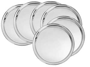 Ensemble d'assiettes rondes en acier inoxydable de qualité alimentaire, réutilisables et durables, pour la maison, les restaurants et les hôtels - Product Image 5