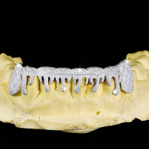 Hip Hop Personnalité Grillz Dents Haut Bas Ensemble Avec Vvs Clarity Moissanite Diamant Glacé Personnalisé Grillz - Product Image 4