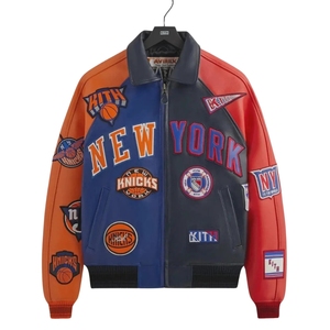 Chaqueta de Cuero Premium con Recubrimiento de los New York Knicks del Madison Square Garden |   Kith Virex Color-Block Bomber Edition Letter Venta al por mayor - Product Image 2