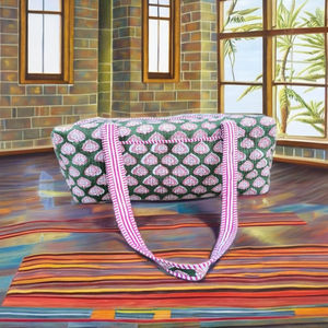 Bolsa de Viaje Acolchada de Algodón, Hecha a Mano en India, de Lujo, Duradera y Cómoda, para Mujer, Informal, de Fin de Semana, con Cierre, para Compras - Product Image 3