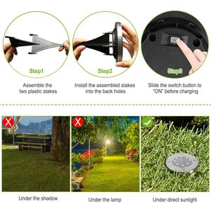 4 Lámparas Solares Empotrables IP65 Impermeables para Exteriores, Decorativas para Caminos, Terrazas, Jardines y Patios - Product Image 3