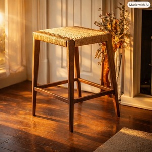 Tabouret en bois écologique de haute qualité, design rustique, fait main, léger, gain de place, meuble de salon, ottoman pour la maison, école - Product Image 3