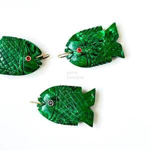 Pendentif Poisson en Malachite AAA, Collier en Argent 925 Fait Main avec Pierre Précieuse, Breloque en Cristal de Guérison Sculptée à la Main, Bijou de Luxe Tendance pour la Création de Bijoux - Product Image 6