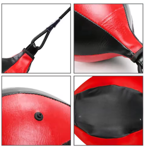 Balón de velocidad de doble extremo para boxeo, de cuero rojo y negro, accesorio duradero para fitness, para práctica en casa o gimnasio - Product Image 2