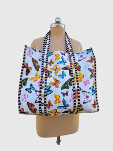 Sac fourre-tout en coton à imprimé floral avec broderie, style bohème, ouvert en haut, sac de shopping toutes saisons - Product Image 1