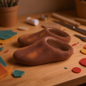 Chaussures en feutre de laine marron pour l'artisanat et les usages décoratifs - Product Image 3