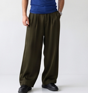 <b>Men's</b> Luxury Satin Wide Leg <b>Pants</b> 100% Silk High Street Style Eco-Friendly Anti-Pilling Winter Loose Fit <b>Lounge</b> & Street Wear - Product Image 4