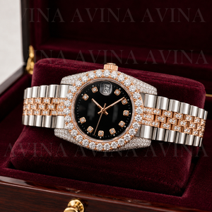Iced Dial Mechanical Luxury Fashion Hip-Hop Stainless Steel Moissanite Bracelet 20mm Band Analog <b>Case</b> Bar Scale Date Display - Product Image 6