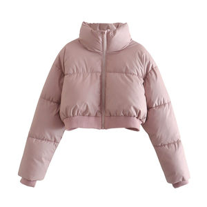 Luxury <b>Cropped</b> <b>Puffer</b> <b>Jackets</b> Women Custom Logo Embroidered Short Winter Coat Lightweight Polyester Quick Dry Detachable Collar - Product Image 1