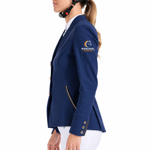 Custom <b>Navy</b> Blue <b>Women's</b> Equestrian Riding <b>Jacket</b> Premium Horse Show Competition Coat Tailored Dressage Apparel OEM Manufacturer - Product Image 3
