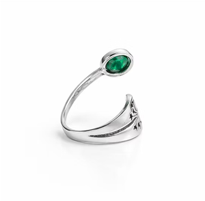 Green <b>Emerald</b> Gemstone <b>Ring</b> Oxidized Jewelry Designer 925 <b>Silver</b> Adjustable <b>Ring</b> Supplier Classic Collection JAIPUR <b>SILVER</b> - Product Image 2