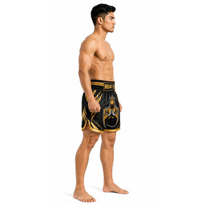 New Style Custom Made Solid Color <b>Polyester</b> Oxford Knitted Casual Muay Thai MMA <b>Boxer</b> Shorts Breathable Elastic Waist Waterproof - Product Image 5