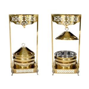 Plat de service antique pour hôtel et restaurant avec couvercle suspendu, chauffe-plat rond commercial à couvercle roulant - Product Image 1
