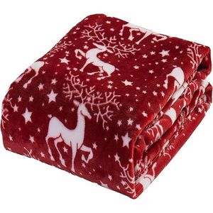 ผ้าห่ม/ผ้าคลุมกำมะหยี่นุ่มพิเศษ ขนาด 50x60 นิ้ว ลายพิมพ์กวางเรนเดียร์และดาว สำหรับเทศกาลคริสต์มาส ให้ความรู้สึกหรูหราและสบาย - Product Image 2