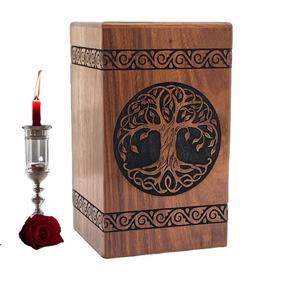 Black Wooden Urn Box with Tree of Life Design Cremation Pet Casket for <b>Dog</b> or Human <b>Ashes</b> Unique Black Wood Urn - Product Image 2