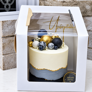 Luxury Rigid Cake Gift Boxes Clear Window Custom Gold Foil Logo Embossing Rectangle Paperboard Packaging Bakery Dessert - Product Image 3
