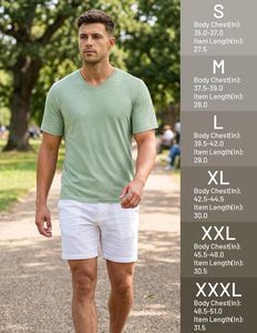Camiseta con cuello en V para hombre, 100% algodón, manga corta, informal, suave, transpirable, ligera, lisa, corte regular, ropa de verano para hombre - Product Image 5