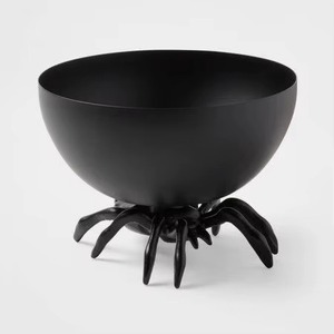 Tazón con Forma de Araña Negra, Decoración de Halloween para Interiores, Metal Resistente, Uso para Adultos, Increíblemente Hecho por KRAFT WORLD - Product Image 1