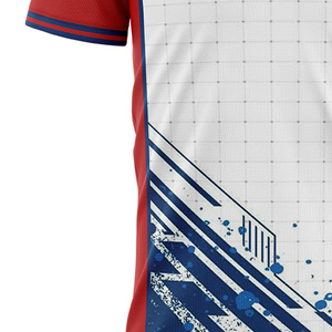Custom Sublimated Unisex <b>Soccer</b> Jersey Crew Neck Short Sleeve Lightweight Color Blocked Red White Blue Geometric Print Moisture - Product Image 5
