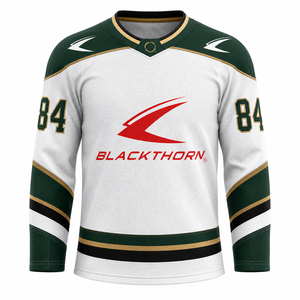 Camisetas de Hockey sobre Hielo Transpirables, 100% Poliéster, Nombre del Jugador Personalizado, Servicio OEM, Impresión por Sublimación en Cuatro Direcciones - Product Image 1