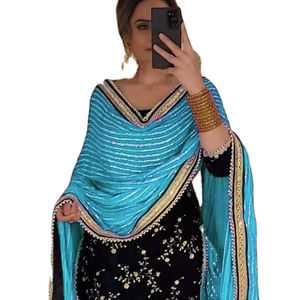 Tissu en velours de viscose épais, couleur magnifique, lourd, avec broderie et travail de sequins de 5 mm, pour costume Salwar traditionnel, à prix de gros - Product Image 1