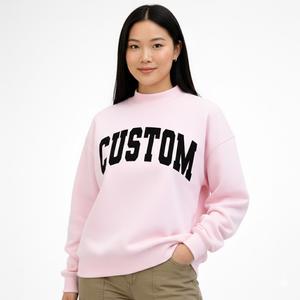 Sweat-shirt à col montant pour femme, personnalisé, brodé, de haute qualité, à manches longues, épais, surdimensionné, en polaire d'hiver, avec logo personnalisé - Product Image 1