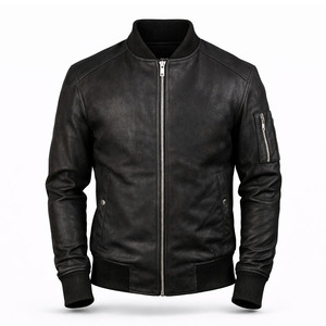 Chaqueta Bomber de Cuero Negra para Hombre SAAR INDUSTRIES, Impermeable, Resistente al Viento, Ecológica, Transpirable, con Cierre, Estilo Motociclista, Clásica, Casual - Product Image 1