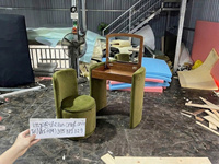 Juego de tocador esquinero moderno al por mayor del fabricante - Mesa de maquillaje de madera de roble para niñas con espejo y silla, económico