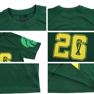 Green Unisex <b>Short</b> Sleeve <b>Mesh</b> American Football Jersey Team Name Number 26 Sublimated Print V-neck Breathable Polyester Adult - Product Image 2