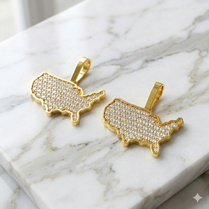 SHRAMAN DIAMOND Collier Pendentif Carte de l'État de New York en Or 10K Plaqué Or avec Diamants de Laboratoire Personnalisables et Sertis, Tendance, Unisexe - Product Image 3